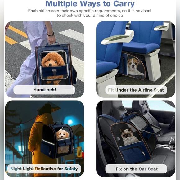 NWT Lekebobor Expandable Pet Carrier Backpack for Pets Up to 18 lbs, Blue - Picture 5 of 8